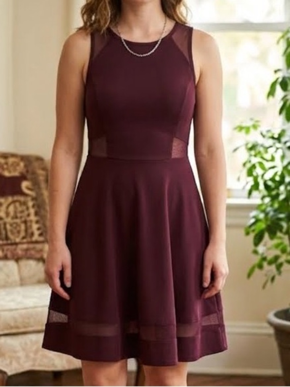 Bluenotes Burgundy Skater Dress-small